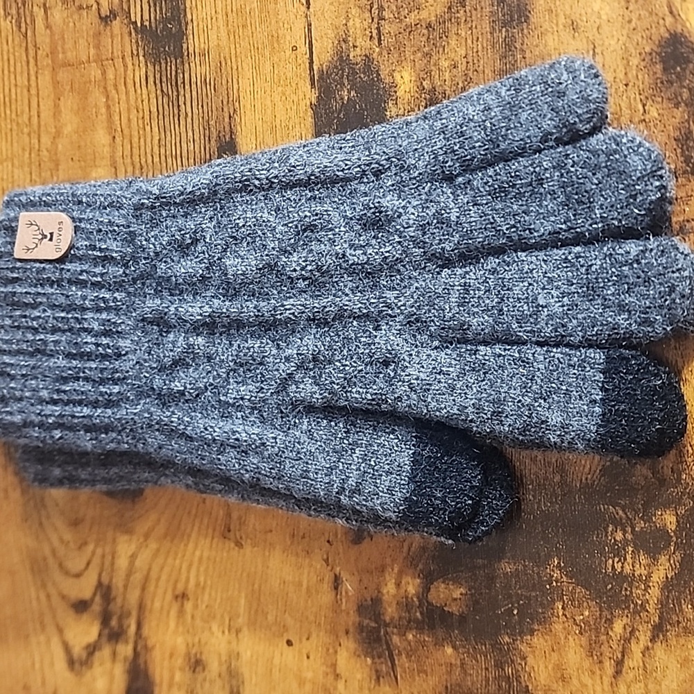 LoveKieeee Dark Grey Knitted Thermal Lined Wark Touch Screen For Winter/ Fall OS